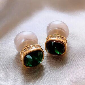 Private Label Gold and Green Earrings